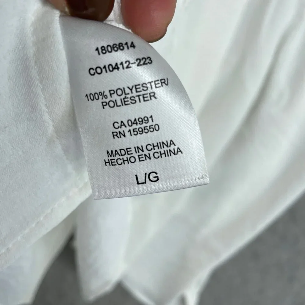 Hilary Radley Women's L Ivory Long Sleeve Button-Down Shirt 100% Polyester M0415 - Picture 10 of 13